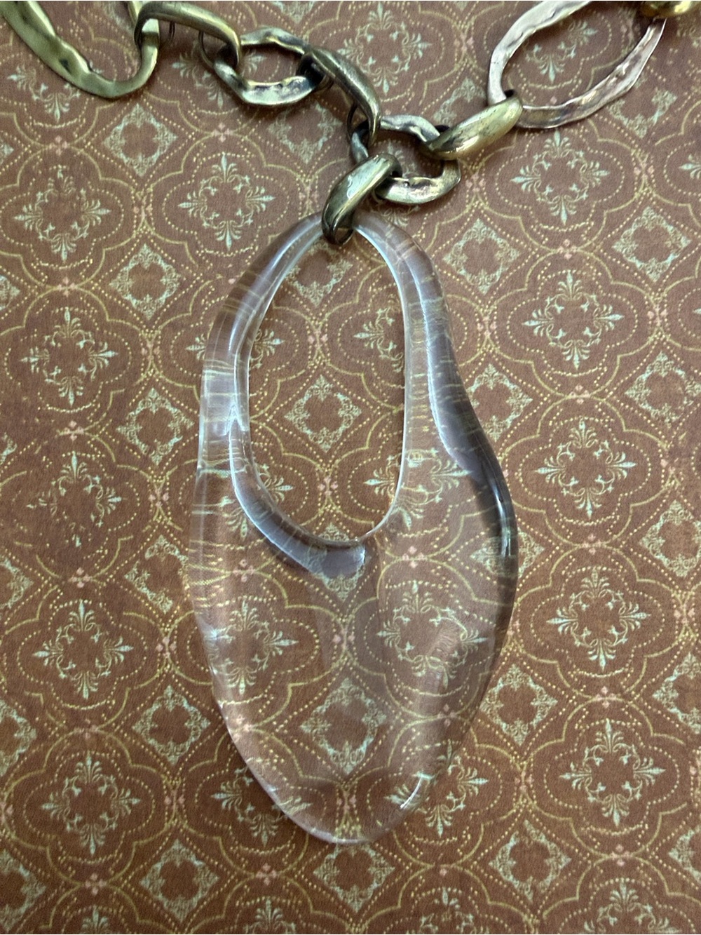 Alexis Bittar vintage Liquid Lucite hammered link statement necklace asymmetric - Picture 6 of 11